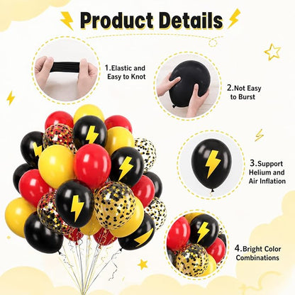 Paready Red Yellow Black Balloons, 12Inch Yellow Printed Latex Balloon Red - Image 8