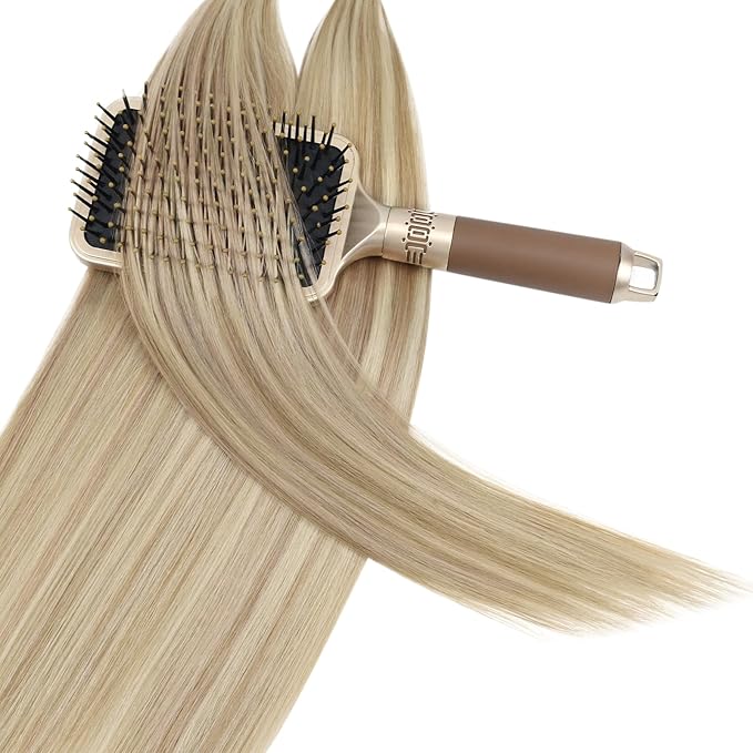 YoungSee U Tip Hair Extensions Human Hair Blonde Highlight Utip Hair Extensions Human Hair Ash Blonde with Platinum Blond Highlight Keratin Hair Extension Remy Hair Ktip Extension 22In 1G/S 50G