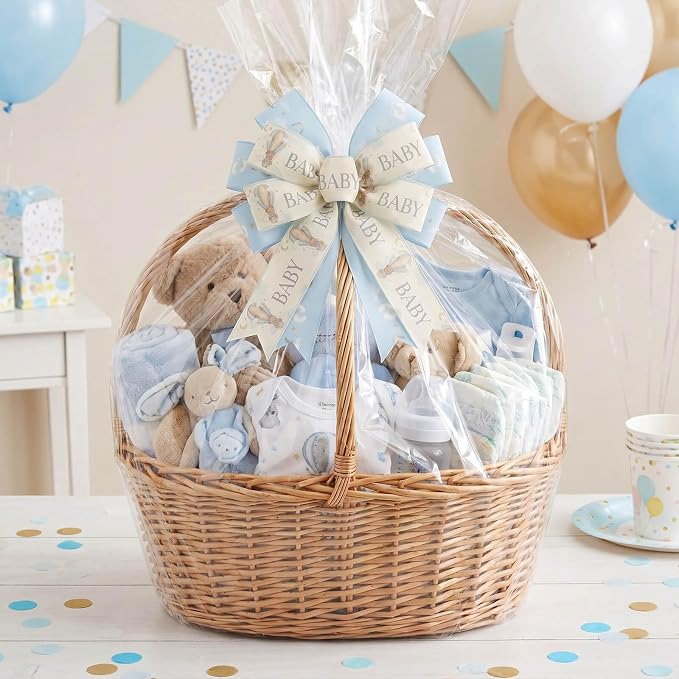 YKW 2.5 Inch Baby Blue Ribbon Wired Edge Teddy Bear Hot Air Balloon Ribbon - Image 4