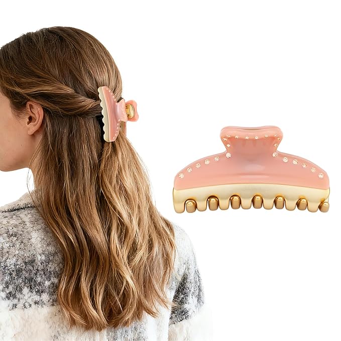 2026 Premium Durable Hair Claw Clip for Women, Original Italian Designed Strong Grip Hair Clips for Normal Fine Thin Hair, No Slip Jaw Clips with Gift Box for Christmas Birthday Girls, 3 Inch Pink