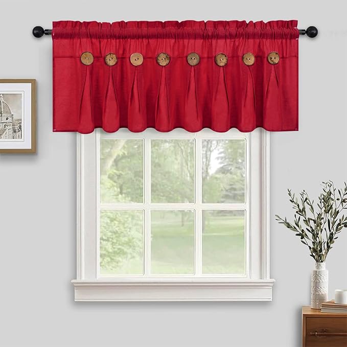 Farmhouse Valance Curtains, Boho Cotton Linen Kitchen Valance, Country Rod - Image 6