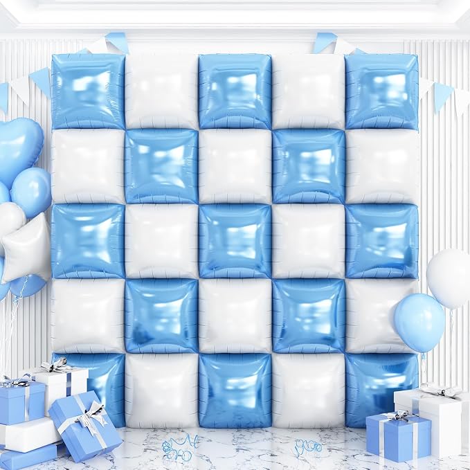 Blue and White Balloons Wall Tunnel Backdrop Double Sided Blue White Balloon by OTLGEUA