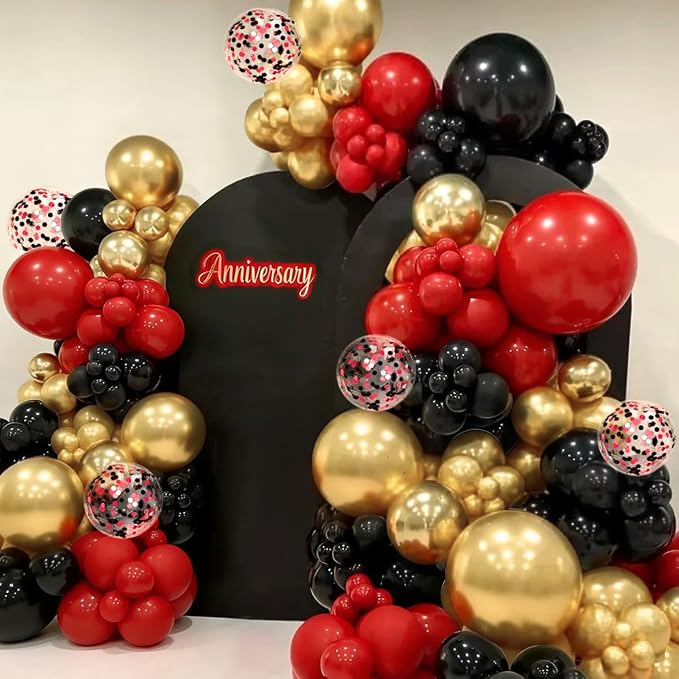 Red Black Gold Balloons Garland Arch Kit - Image 6