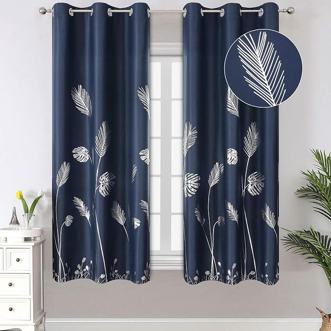 Silver Palm Tree Curtains Blackout Energy Saving Curtains Light Blocking Window by ESTELARTEXTILER