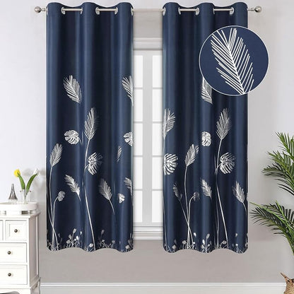 Silver Palm Tree Curtains Blackout Energy Saving Curtains Light Blocking Window by ESTELARTEXTILER