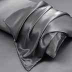 Aormenzy Satin Body Pillow Cover Set of 2, 20x54 Inches Dark Grey Case for Adults, Silky Soft & Cooling Pillowcase With Envelope Closure