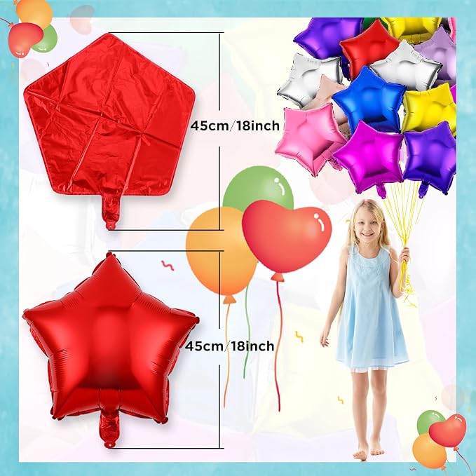 Raiten 100 Pcs 18 Inch Star Foil Balloons Large Helium Balloons Star Shaped - Image 2