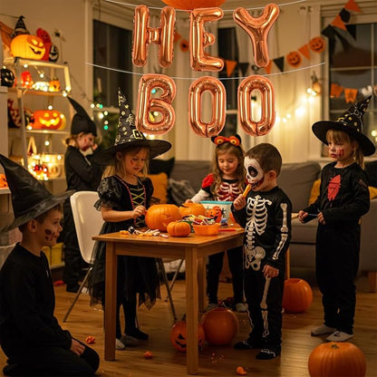 TONIFUL 16 Inch Orange Hey Boo Foil Banner Balloons Halloween Party Balloons - Image 3