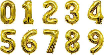 10 Pcs Gold Number 0-9 Balloons 16 Inch Number Mylar Foil Balloons Custom by Unknown