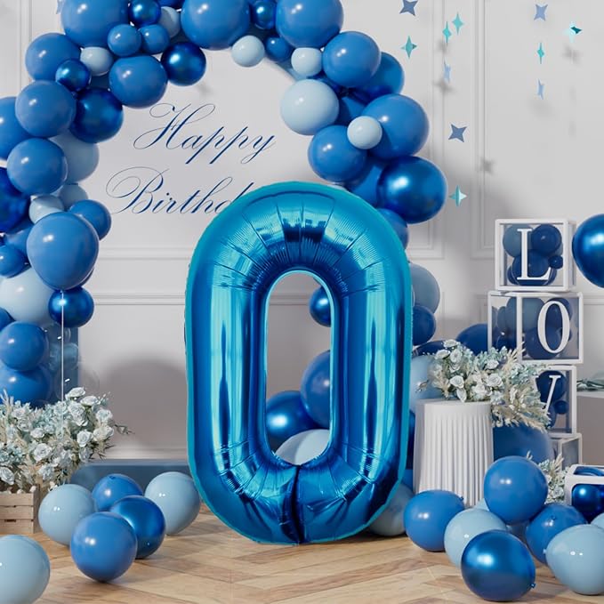 AULE 40 Inch 0 Blue Balloon Number Foil 0-9 Birthday Big Numbers | Birthday - Image 3
