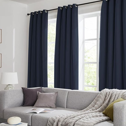 100% Blackout Curtains for Bedroom, Double Layer Navy Blue Curtains, Room - Image 9