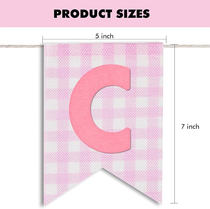 Custom Banner Kit, 28 Pink Printed Burlap Banner - Image 5