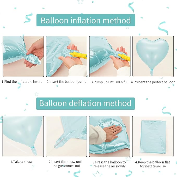 Baby Blue Heart Balloon, 18inch Pastel Blue Heart Shape Balloons Helium - Image 3