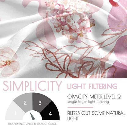 Pink Floral Leaf Sheer Curtains - Image 5