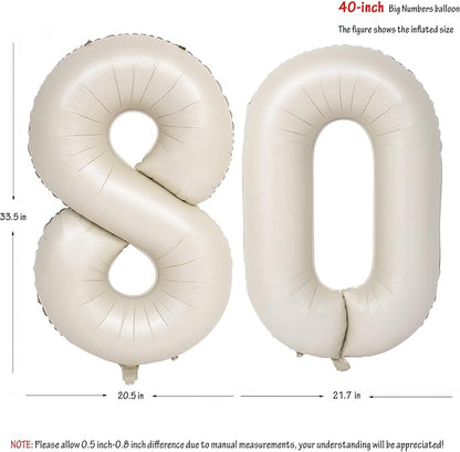 40 In Cream white Number Balloons Helium Foil Mylar Balloon Digital 80 | - Image 2