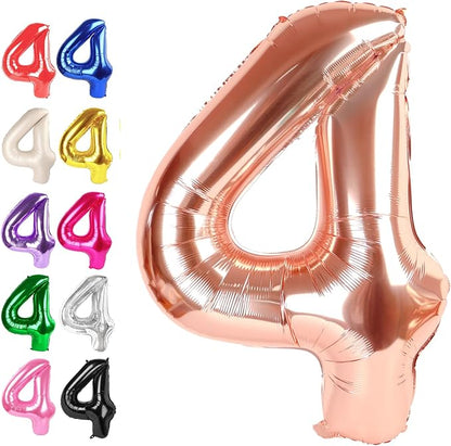 Rose Gold Number 4 Balloon 40 inch, Balloon numbers party supplies, deco photo by Upgesy