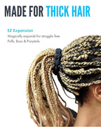 Bunzee Bands Large Adjustable Hair Ties for Thick, Thin, Curly, & Natural Types | No Damage Ponytail Holders for Braids, Locs, Puffs, Buns | Elastic Hairband Accessories for Women | Black (Set of 2)