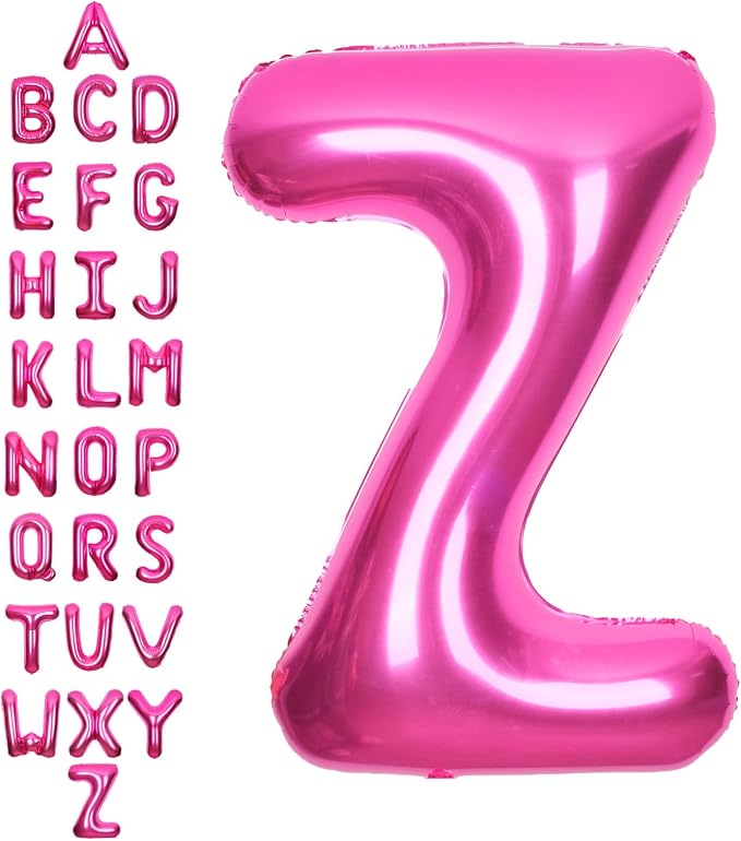 SUWEN 40 Inch Hot Pink Large Z Letter Balloons Big Foil Helium Letter A-Z | by SUWEN