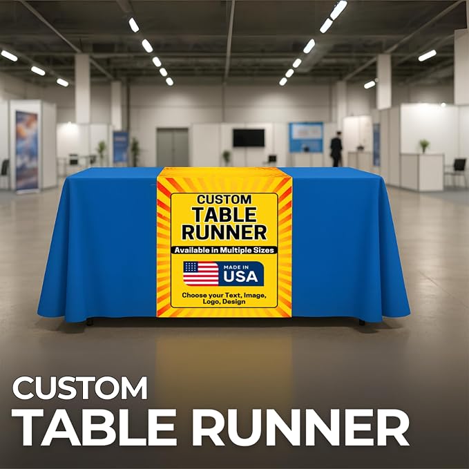 DC Custom Table Runner with Business Logo, Table Vendor Display Made in USA | - Image 2