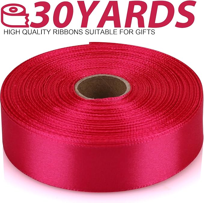 7/8 Inch 30 Yards Hot Pink Satin Craft Ribbon-Single Face Polyester Ribbon - Image 2