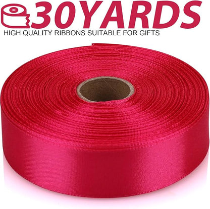 7/8 Inch 30 Yards Hot Pink Satin Craft Ribbon-Single Face Polyester Ribbon - Image 2