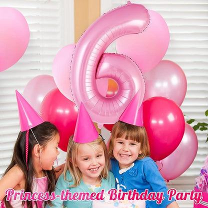 Pink Number 6 Balloon 40 Inch, Big Large Foil Helium Number Balloons, Jumbo - Image 4