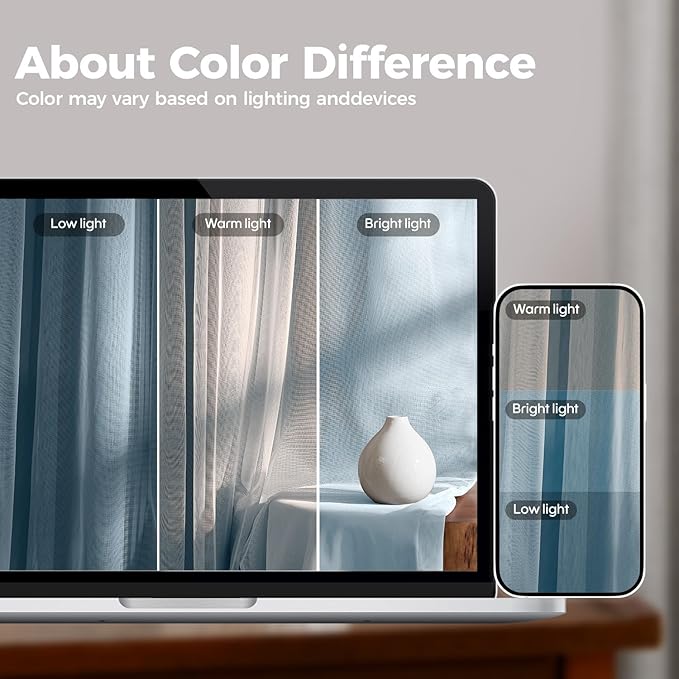 100% Blackout Curtains for Bedroom, Double Layer Blue Curtains, Room Darkening - Image 5