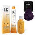 GK HAIR Global Keratin Mixtones Violet Hair Color Cream Tube (3.4 Fl Oz/100ml) + 20 Volume Developer (5 Fl Oz/150ml) - Professional Permanent Long Lasting Toner Dye