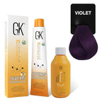 GK HAIR Global Keratin Mixtones Violet Hair Color Cream Tube (3.4 Fl Oz/100ml) + 20 Volume Developer (5 Fl Oz/150ml) - Professional Permanent Long Lasting Toner Dye