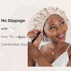 YANIBEST Adjustable Satin Bonnet Double Layer Hair Bonnet for Sleeping Bonnets for Women Hats Curly Natural Hair, Ash Grey