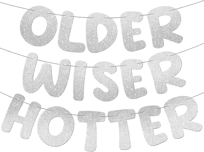 Fulmoon Set of 3 Pre Strung Older Wiser Hotter Glitter Banner Funny Birthday by Fulmoon