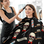Salon Haircut Capes Cool Funny Skull Tools Vintage Barber Shop Hair Dress Apron Cloak, Adjustable Hairdresser Apron for Hairstylists, Easy Clean