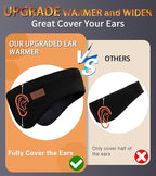 Winter Ear Warmer Headband for Men Women Double-Layer Knit Ear Muffs Cover with Fuzzy Lining for Running and Cycling (Black, Black, One Size)