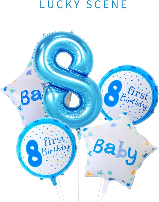 40 Inch Blue Number Balloons, Helium Mylar Foil Number Balloons - Image 2
