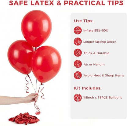 LOVESTOWN 18 Inch Red Large Balloons, Baby Shower Anniversary Festival Party - Image 7