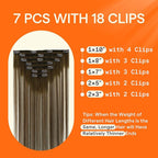 Full Shine Balayage Brown Clip in Hair Extensions Human Hair Brown to Light Brown Mix Light Blonde Remy Hair Extensions Straight Clip in Extensions for Women 20 Inch 7 Pcs 120 G