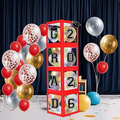 Graduation Decorations Class of 2026, Graduation Party Red Balloon Boxes - Image 2