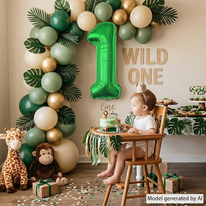 Green Number 1 Balloon 40 Inch, Foil Numeral - Image 2