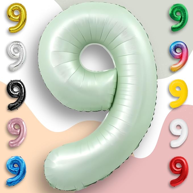 Green Number Balloon 9 Mylar Foil Balloons 32 inch - Image 5