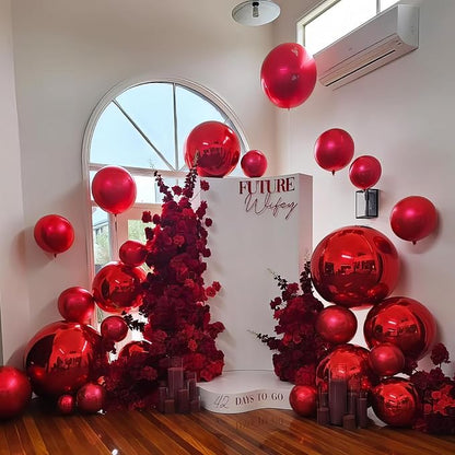 HILAVO 12PCS Red Round Foil Balloons - Image 4