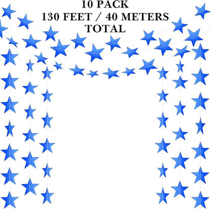 Patelai 130 ft Star Garland Banner Decor, Royal Blue - Image 3
