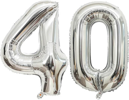 40 Inch Silver 40 Number Balloons Giant Jumbo Huge 40 Foil Mylar Helium Number by LHOAVWE