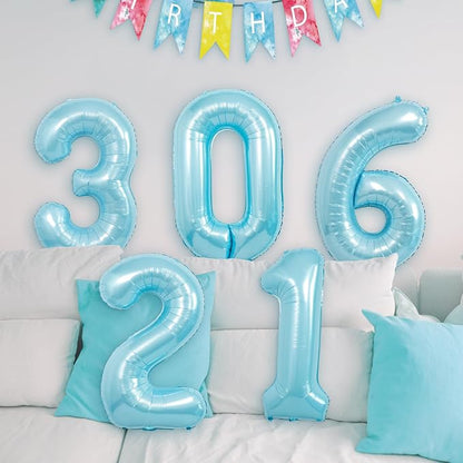 40 Inch light blue Number Balloons, Helium Mylar Foil Number Balloons - Image 5
