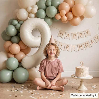 Cream Number 9 Balloon 40 Inch, Foil Numeral - Image 6