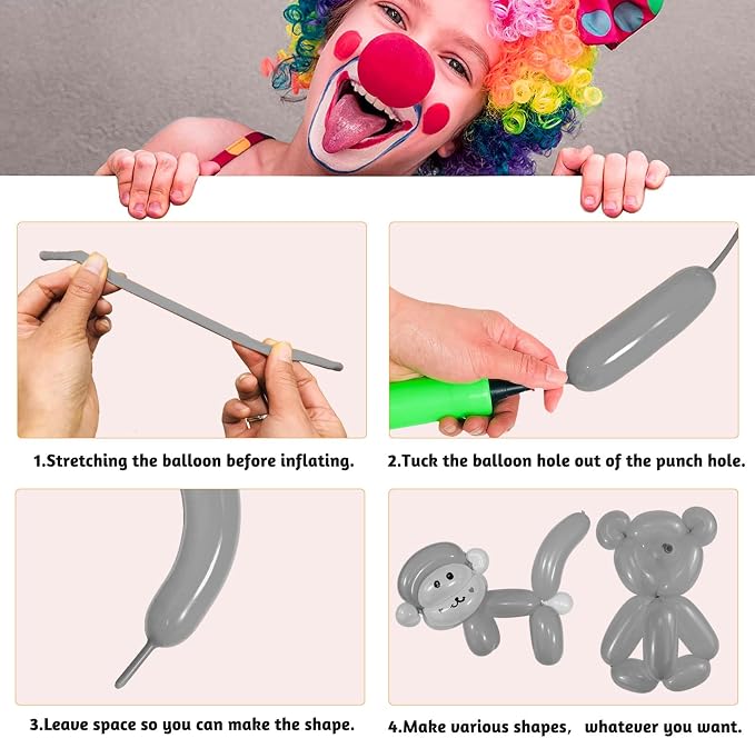 Grey Long Balloons Premium 260 Twisting Animals Magic Balloons - Image 5