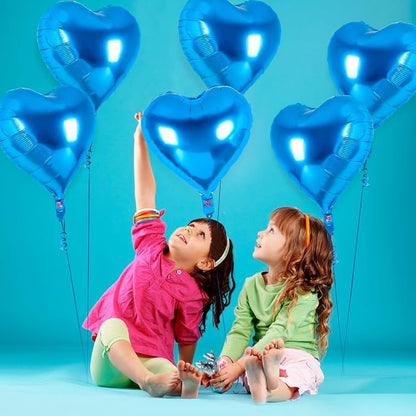 12 Pcs Blue Heart Balloons, 18 Inch Heart Foil Balloons Love Balloon Valentine - Image 3