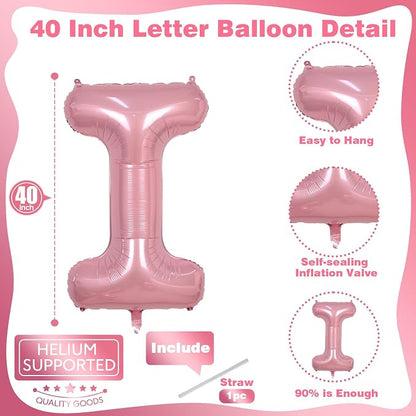 Pastel Pink I Letter Balloon, Large Self Inflating - Image 2