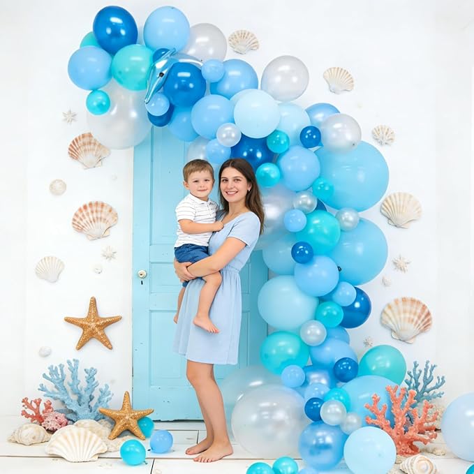 Under The Sea Balloons, 12 Inch Ocean Blue Balloons Metallic Blue Teal and - Image 6