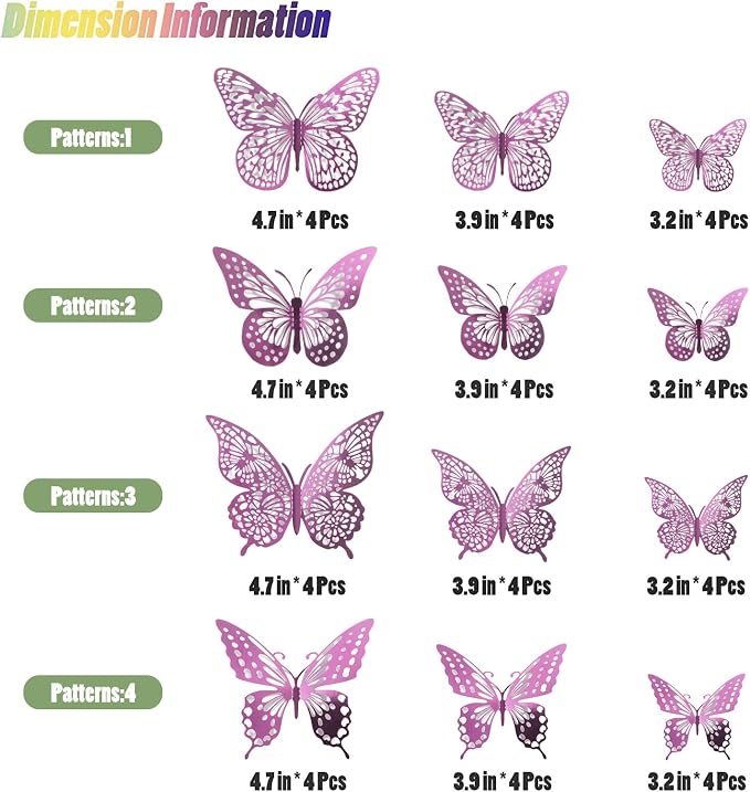 SAOROPEB 3D Butterfly Wall Decor 48 Pcs Lavender Butterfly Decorations | 4 - Image 5