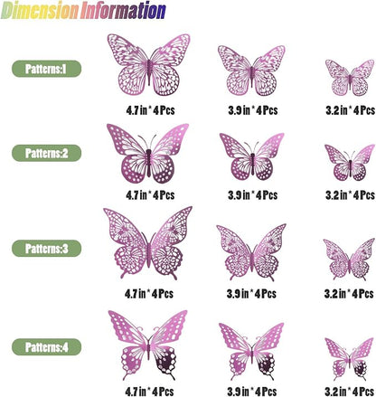 SAOROPEB 3D Butterfly Wall Decor 48 Pcs Lavender Butterfly Decorations | 4 - Image 5